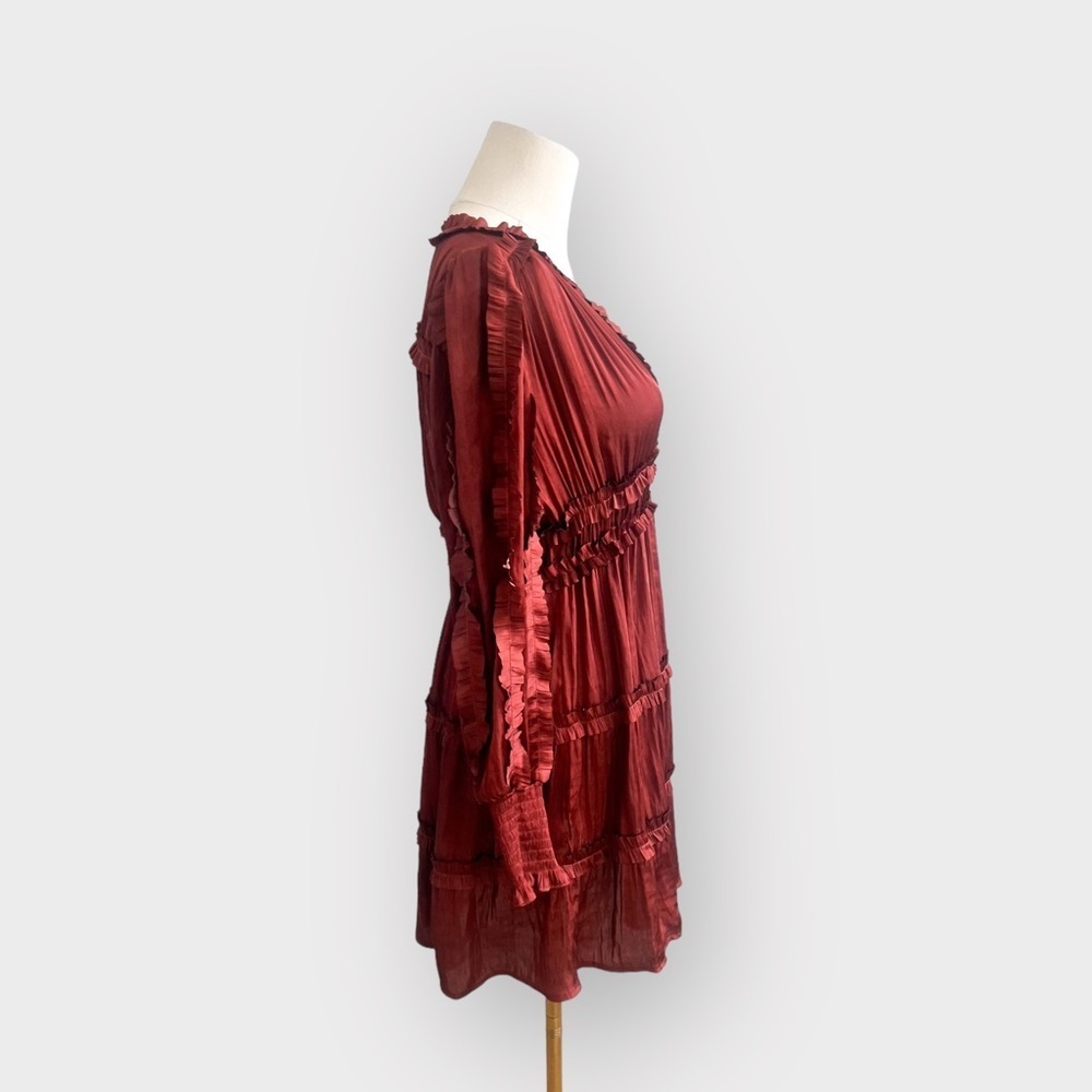 O.P.T. One Pretty Time Rust Ruffle Dress (Sz S) - Picture 3 of 6